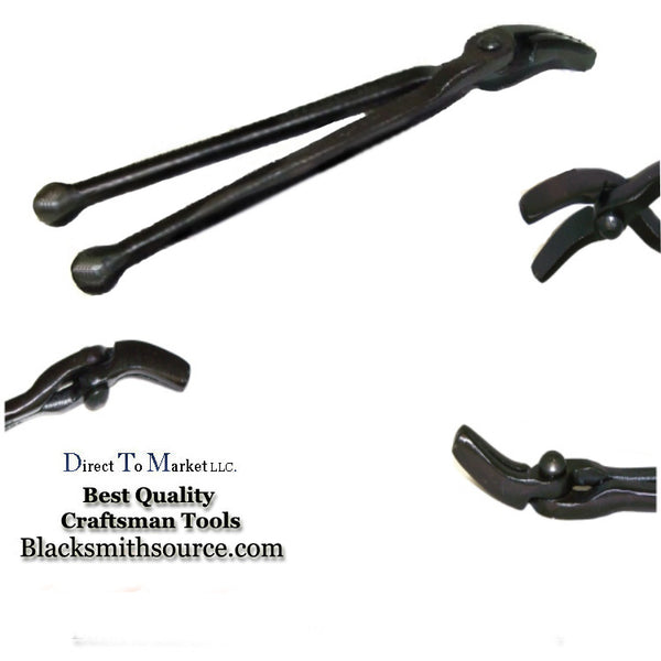 Blacksmith Duck Bill 45 Degree 8" Rein Forge tongs - Blacksmith Source Tool Company