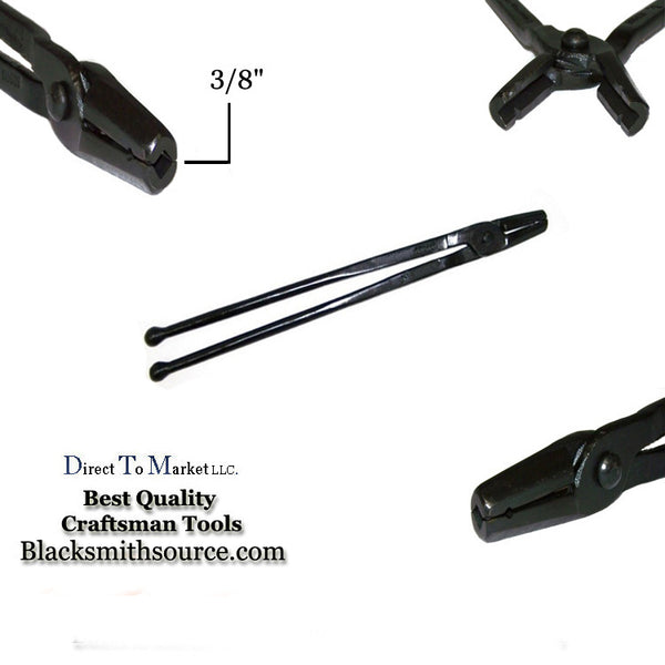 Hollow Tip 3/8" Straight V-Bit Forge Tongs - Blacksmith Source Tool Company