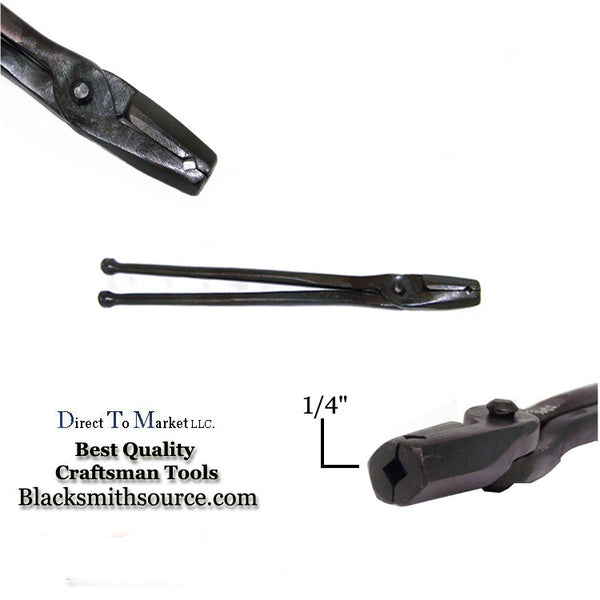 Hollow Tip 1/4" Straight V-Bit Forge Tongs - Blacksmith Source Tool Company