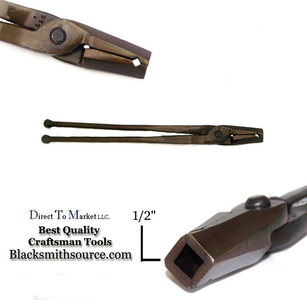 Hollow Tip 1/2"  Straight V-Bit Forge Tongs - Blacksmith Source Tool Company