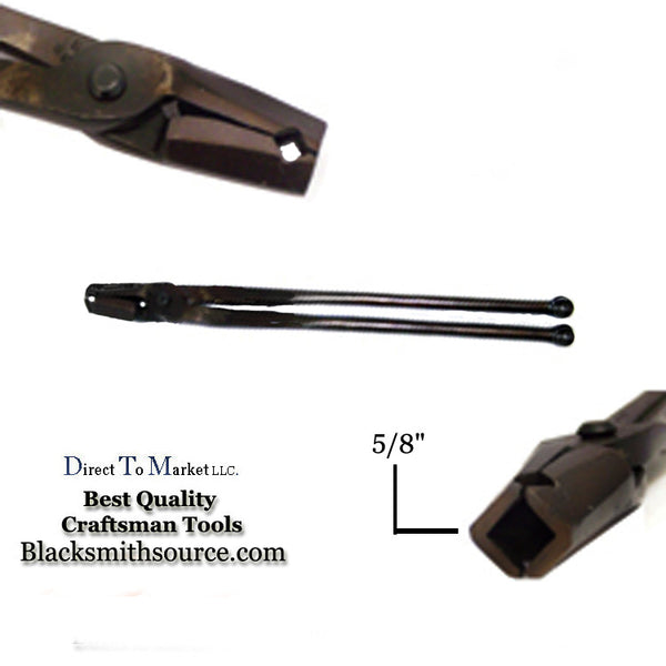 Hollow Tip 5/8" Straight V-Bit Forge Tongs - Blacksmith Source Tool Company
