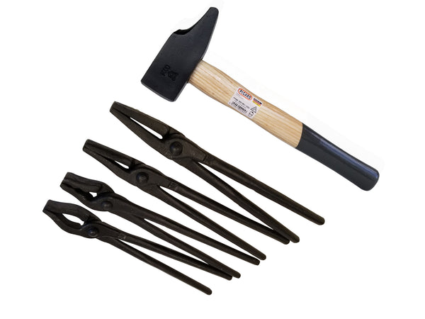 Picard 300 Series Tong and French Pattern Hammer 5 pcs Blacksmith Set - Blacksmith Source Tool Company