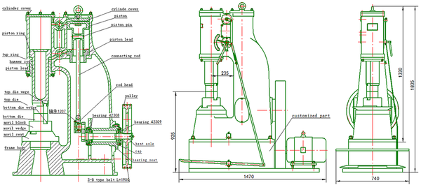 Anyang ST 25 kg Pneumatic Power Hammer - Blacksmith Source Tool Company 