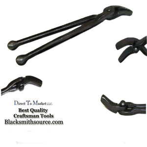 Blacksmith Duck Bill 45 Degree 8" Rein Forge tongs - Blacksmith Source Tool Company 