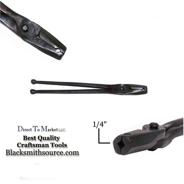 Hollow Tip 1/4" Straight V-Bit Forge Tongs - Blacksmith Source Tool Company 
